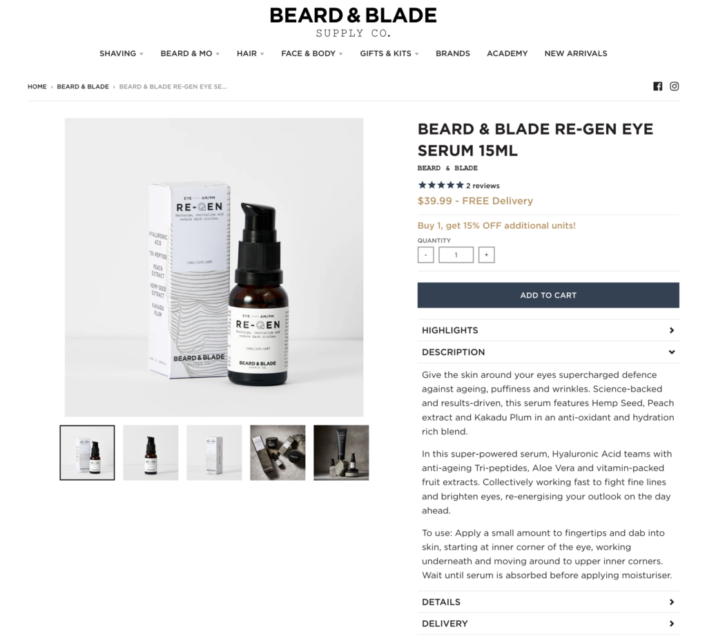 beard & blade re-gen eye serum product description